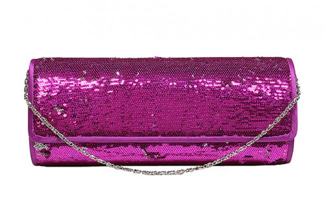 Evening Bag - Sequined Clutch - Fuchsia - BG-90955FU